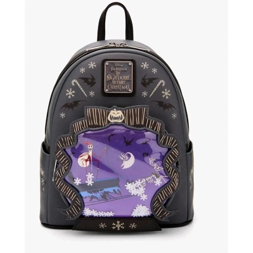 Loungefly Disney Nightmare Before Christmas Jack Snow Globe Glow Backpack WALLET